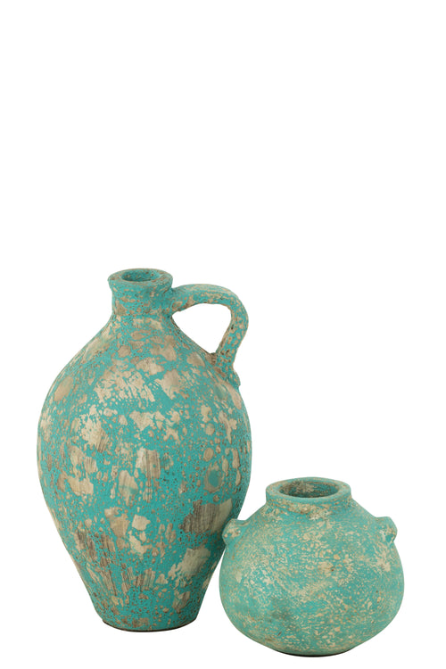 J-Line vaas Carafe Antique - cement - azuur - 43 cm hoog - vtwonen shop