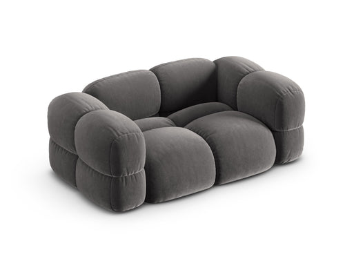 Cosmopolitan Design Bank Loretto 2-zits, flueel grijs - 100x180x68cm