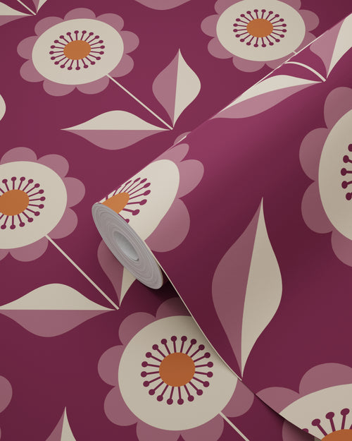 ESTAhome behang bloemen donker paars - 50 x 900 cm - 131863