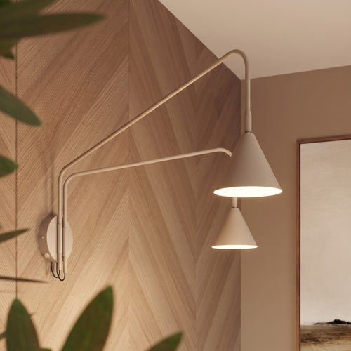 Sollux Lighting Wandlamp NOX 2 taupe met schakelaar - 150x80x30cm