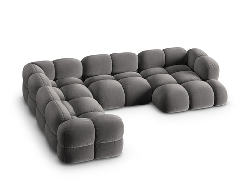 Cosmopolitan Design Panoramische hoekbank links Loretto 5-zits, flueel grijs - 250x345x68cm