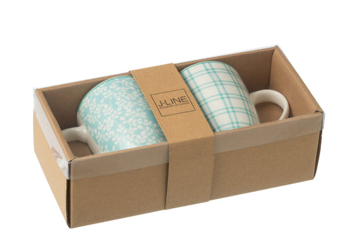 J-Line mok - keramiek - lichtblauw - doos van 2