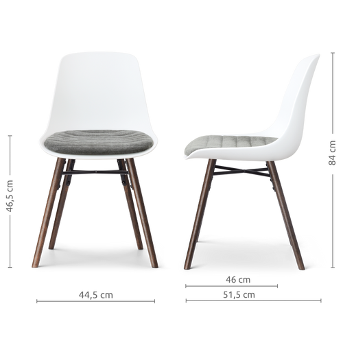 Nolon Nena-Liv eetkamerstoel wit met zeegrijs zitkussen - walnoot houten onderstel