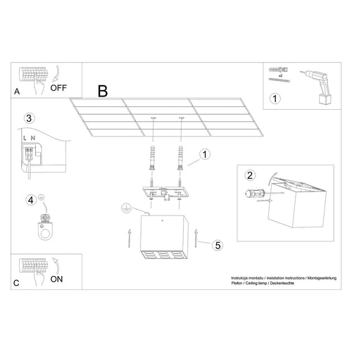 Sollux Lighting Plafondlamp OZZY zwart LED - 9,5x9,5x8,3cm
