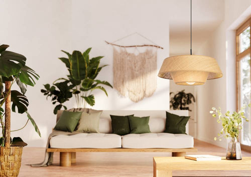 EGLO hanglamp Marford - e27 - ø 50 cm - zwart/natuur/raffia - vtwonen shop