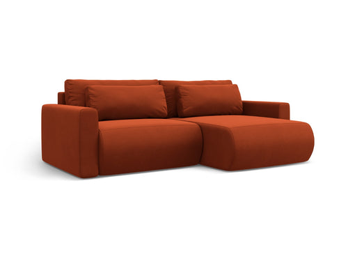Cosmopolitan Design Omkeerbare converteerbare hoekbank met opbergdoos Belfast 3-zits, flueel kastanjebruin - 149x240x84cm