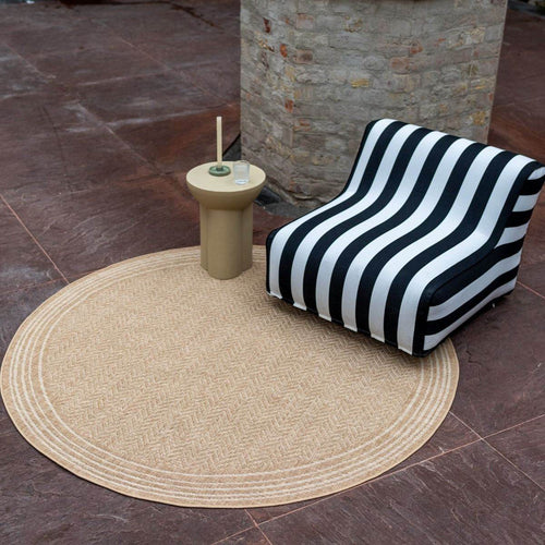 Interieur05 Rond Jute buitenkleed Naturel Visgraat Border - 200 x 200 cm - vtwonen shop