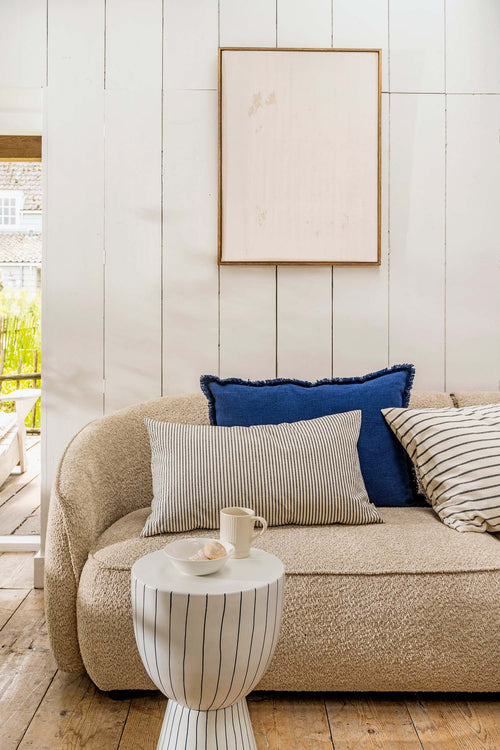 vtwonen Bijzettafel - Gestreept - Tafel van Metaal - Donkerblauw - 35,5x46cm