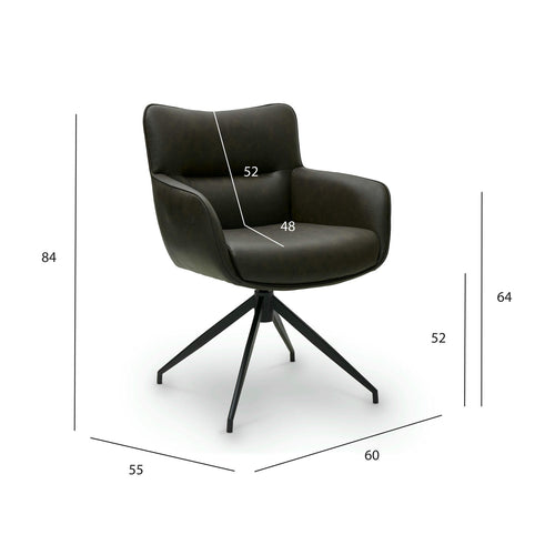 Furnhouse eetkamerstoelen armleuning Jessica - Donkerbruin - Kunstleer - Set van 6