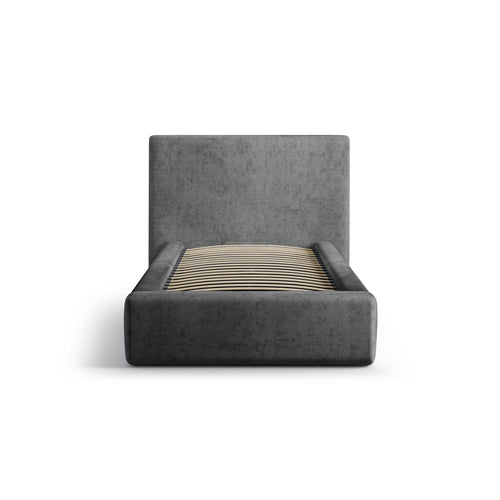 Cosmopolitan Design - Opbergbed met hoofdeinde Asti 90x200cm chenille donkergrijs - 220x130x95cm