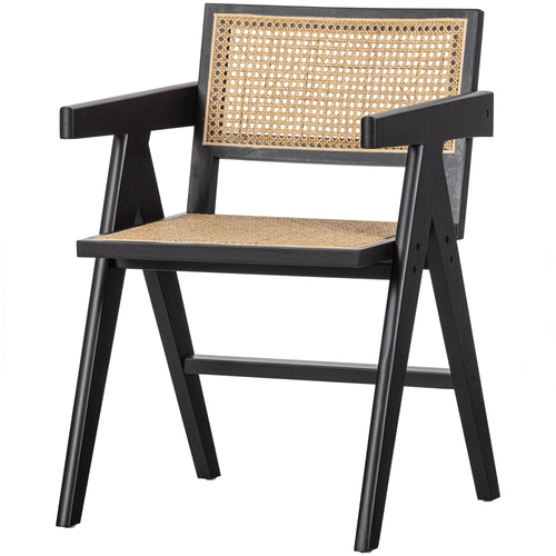 WOOOD eetkamerstoelen rattan Gunn - Hout - Zwart- Set van 6 - vtwonen shop