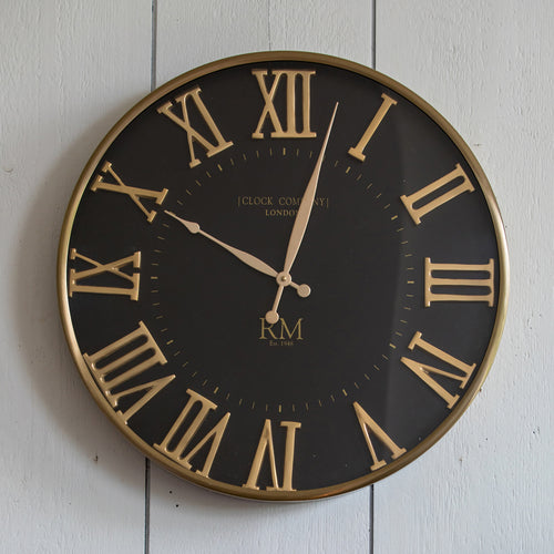 Rivièra Maison London Clock Company Wall Clock - Brass, Glas - Zwart - vtwonen shop