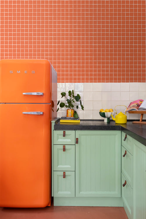 ESTAhome behang geblokt motief oranje - 50 x 900 cm - 131270 - vtwonen shop