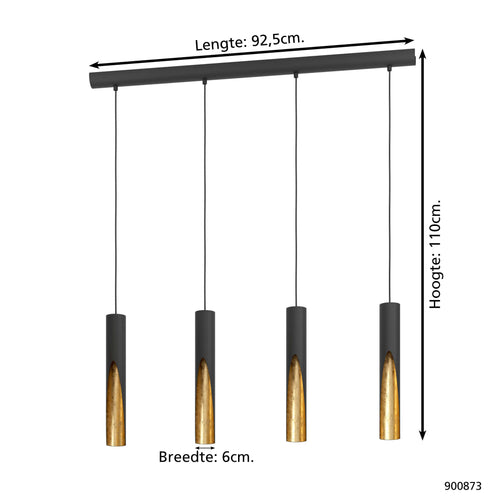 EGLO hanglamp Barbotto - gu10 - zwart, goud - vtwonen shop