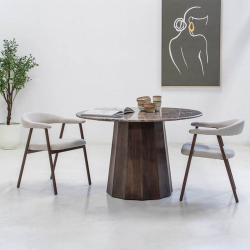 Giga Meubel Eettafel Senna - Rond - Marmer - 120cm - vtwonen shop