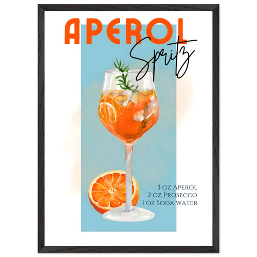 Artfulprints Poster met Lijst Aperol Spritz - Blue   - 50x70 cm - Blauw