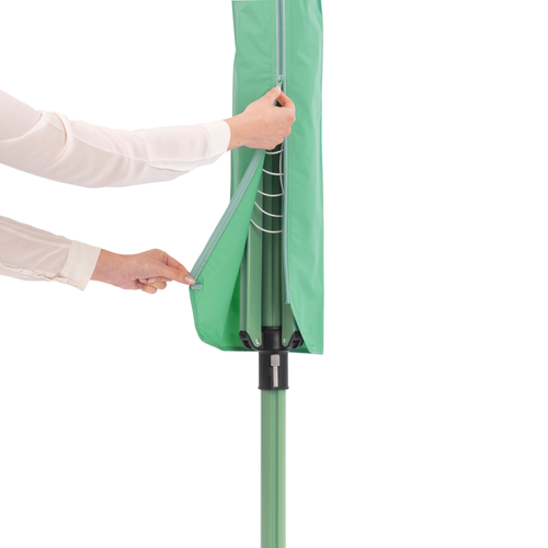 Brabantia Droogmolen Lift-O-Matic, 50 meter met metalen grondanker, doorsnede 45 mm, beschermhoes, wasknijpertasje en wasknijpers - Leaf Green
