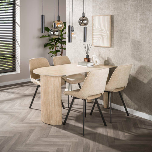 Giga Meubel Eetkamerstoel Jaroq - Zand - Draaibaar - Set van 4 - vtwonen shop