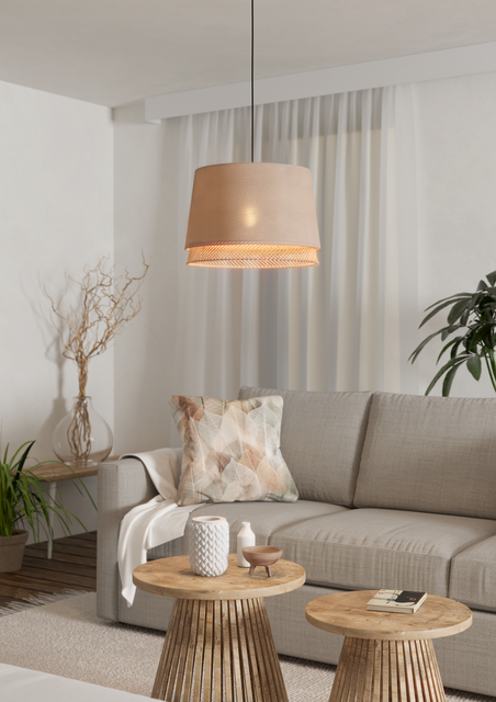 EGLO hanglamp Tabley - e27 - ø 38 cm - natuur/bruin/zwart - textiel - vtwonen shop