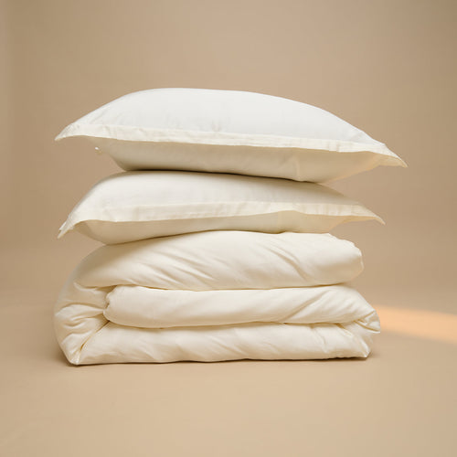 Coco & Cici - TENCEL - Sateen Dekbedovertrek Off White - 200x200 + 2 kussenslopen 60x70