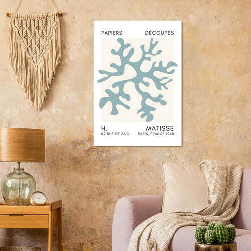 Artfulprints  Matisse – Dreamy coral flower turquoise   poster A4 21x29.7 cm - vtwonen shop