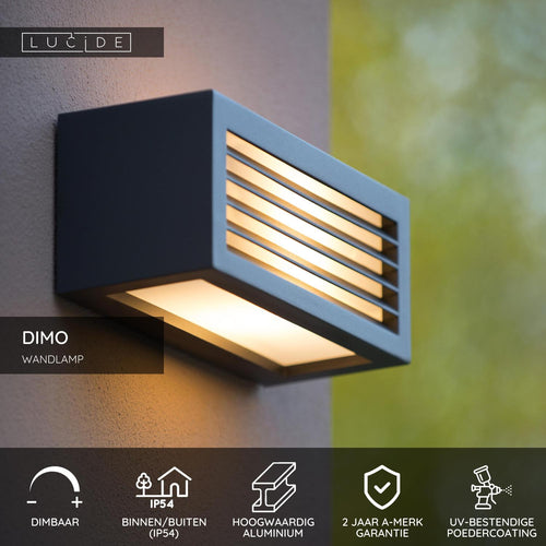 Lucide wandlamp DIMO - 1xE27 - Antraciet