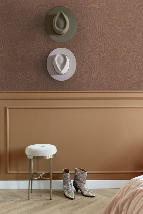 ESTAhome behang 3d golvende lijnen terracotta roze - 50 x 900 cm - 131370 - vtwonen shop