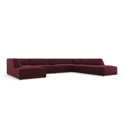 Cosmopolitan Design - Modulaire panoramische hoekbank rechts Siena 7-zits, imitatieleer bordeaux - 273x366x69cm