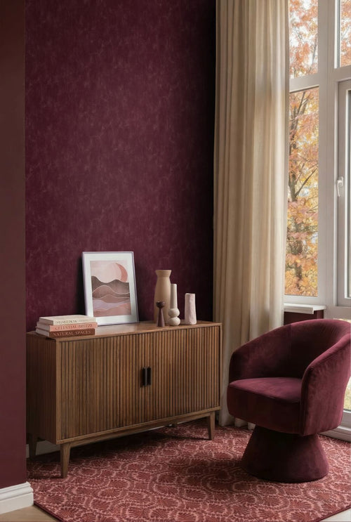 ESTAhome behang geschilderd effect bordeaux rood - 53 cm x 10.05 m - 148724