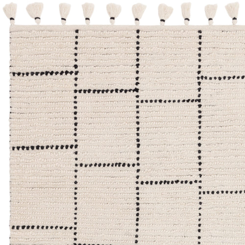 Vloerkleed Easy Living Nepal Boho Cream/Black Tile Rug 120x170 cm - vtwonen shop