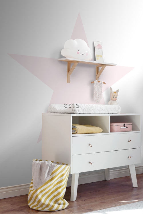 ESTAhome fotobehang grote ster licht roze - 186 x 279 cm - 158851 - vtwonen shop