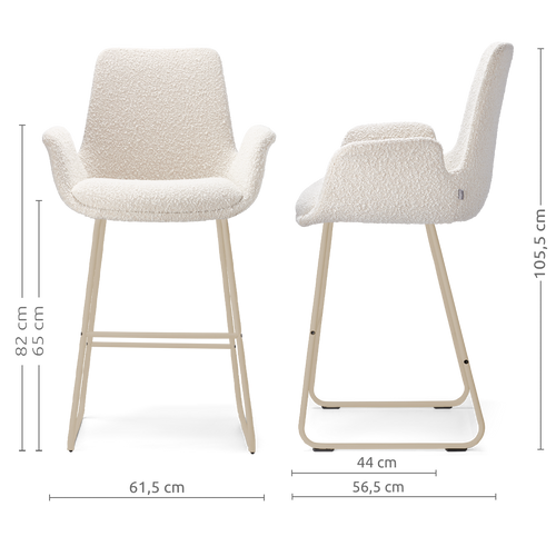 Nolon Nino-Eef barkruk bouclé beige - beige onderstel - 65 cm
