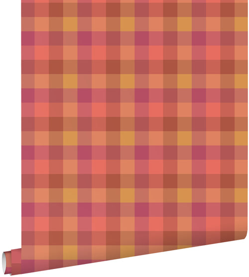 ESTAhome behang ruiten roze, paars en bruin - 50 x 900 cm - 132064