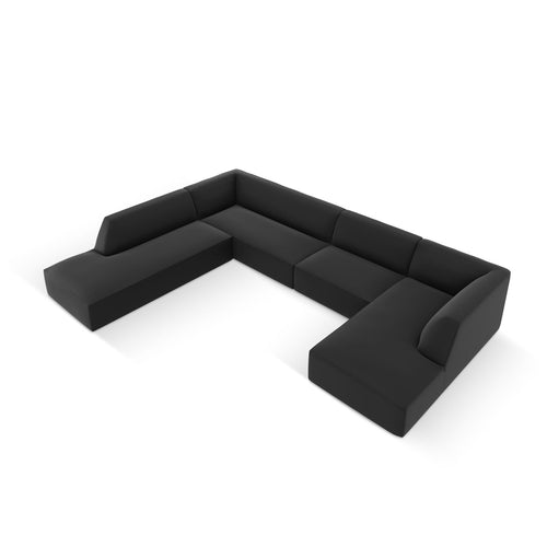 Cosmopolitan Design - Modulaire panoramische hoekbank links Siena 7-zits, imitatieleer zwart - 273x366x69cm