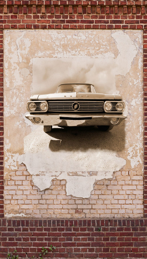 Livingwalls fotobehang auto's bruin, beige, rood en crème - 159 x 280 cm - AS-392431