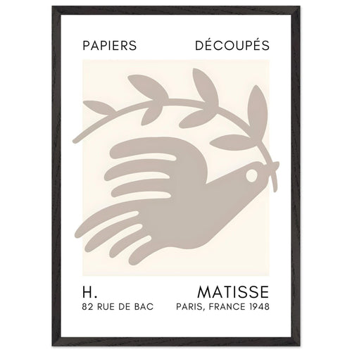 Artfulprints Poster met Lijst Matisse - Peace dove grey   - 50x70 cm - Grijs