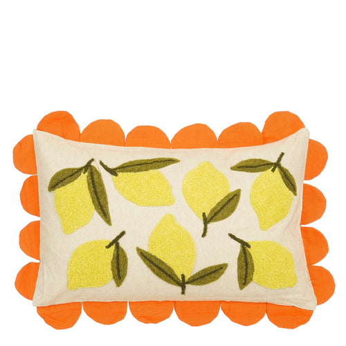 Mica Decorations Lemons Sierkussen - L65 x B45 x H10 cm - Katoen - Off-White, Geel, Oranje