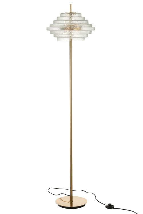 J-Line voetlamp Doorschijnend - metaal/glas - goud - LED lichtjes - vtwonen shop