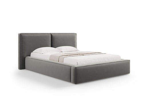Micadoni Opbergbed met hoofdeinde Jodie 140x200cm, flueel, lichtgrijs - 228x194x108cm