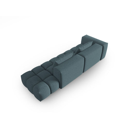 Cosmopolitan Design - Rechte modulaire bank Verona 4-zits, structurele stof lichtblauw - 85x265x70cm