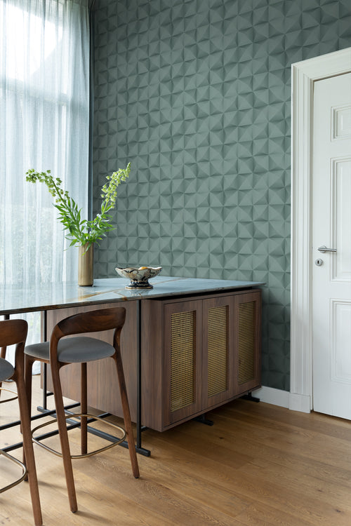 Origin Wallcoverings eco-texture vliesbehang 3D-motief petrolblauw - 50 x 900 cm - 347961 - vtwonen shop