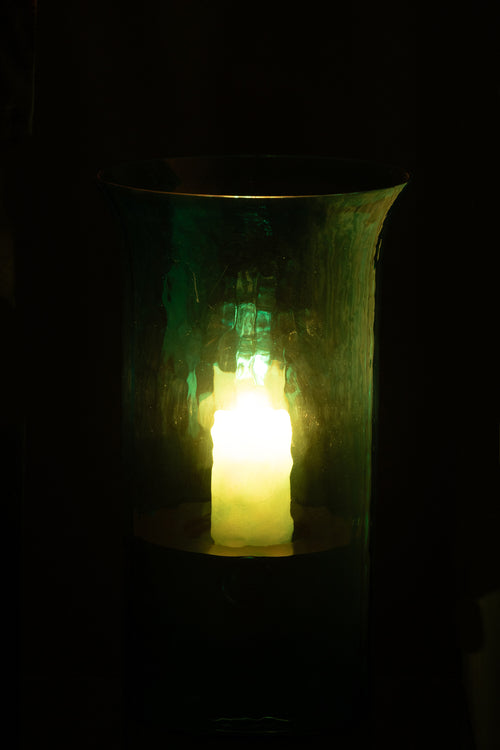 J-Line windlicht Tarifa - glas - azuur - small