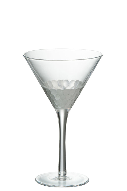 J-Line cocktailglas - glas - zilver - 6 stuks