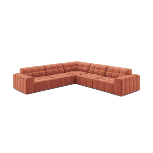 Cosmopolitan Design - Symmetrische hoekbank Chicago 4-zits, flueel koraal - 285x285x78cm