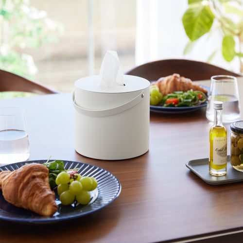 Yamazaki Tissuebox Rond met Handvat - Tower - Wit - vtwonen shop