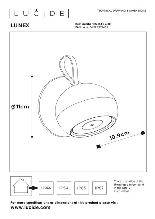 Lucide wandlamp LUNEX - Geïntegreerde LED - Zwart - vtwonen shop