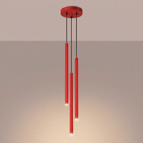 Sollux Lighting Hanglamp PASTELO 3P rood - 19,5x19,5x115cm