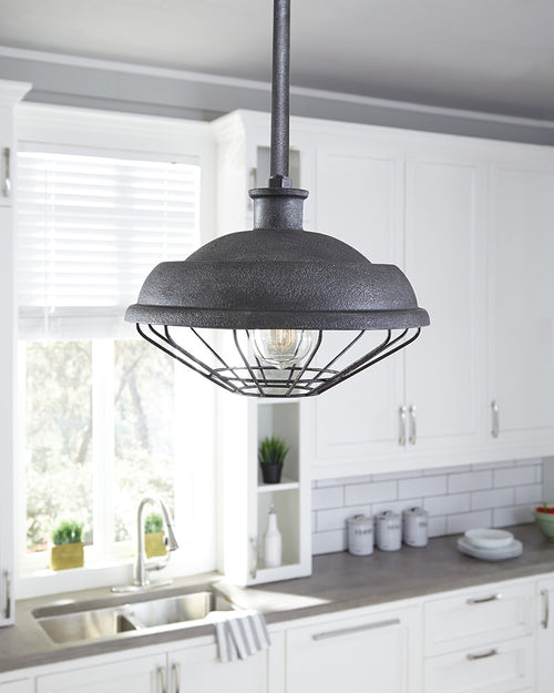 Elstead Lennex - 1-lichts plafondlamp van grijs metaal, E27