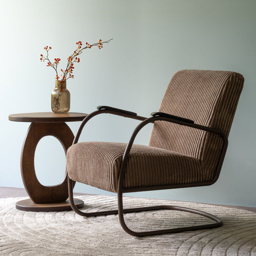 Spinder Design Retro Fauteuil - Brede ribstof - Chocolate Brown/Espresso