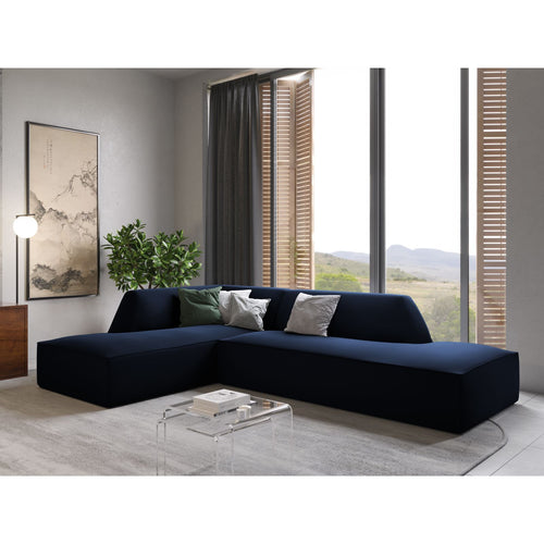 Cosmopolitan Design - Modulaire hoekbank links Siena 4-zits, flueel koningsblauw - 180x273x69cm